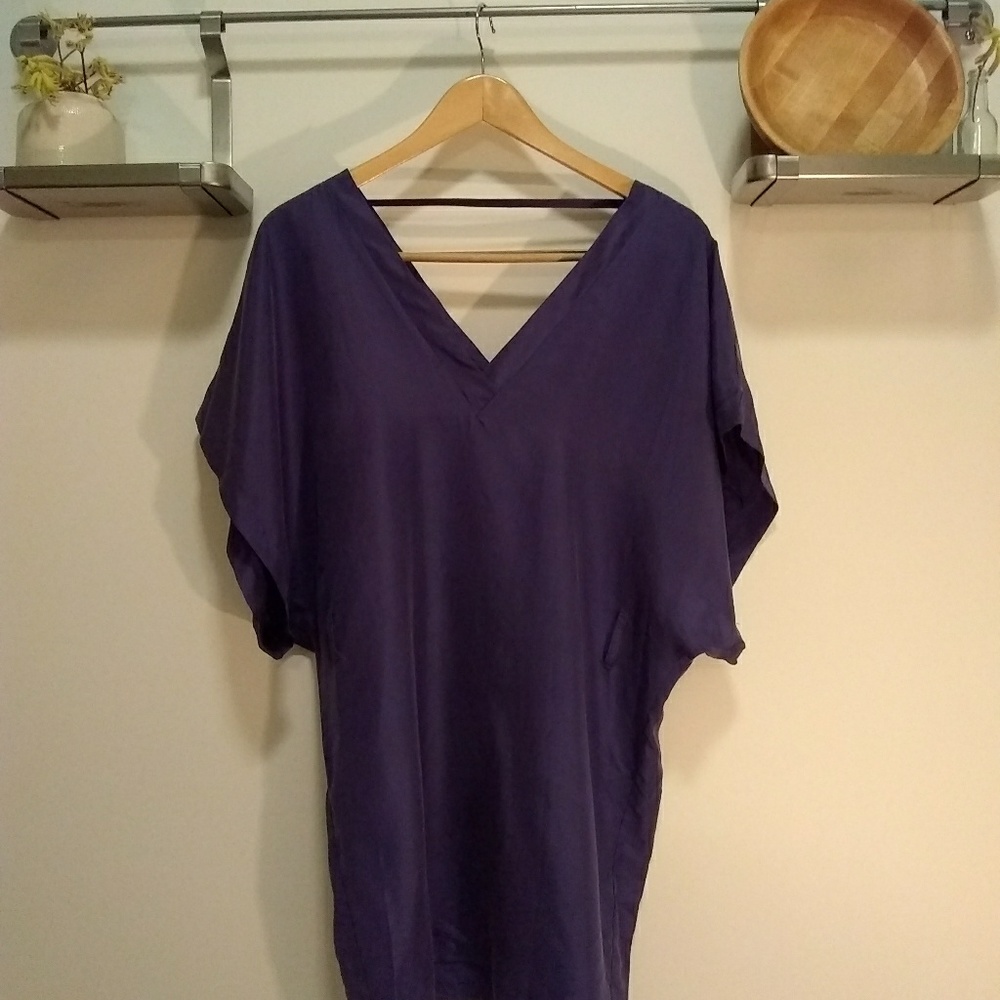 Purple silk tunic with belt